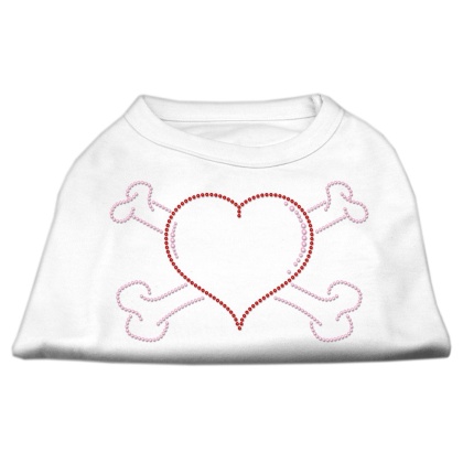 Heart and Crossbones Rhinestone Shirts White L