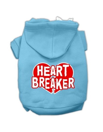 Heart Breaker Screen Print Pet Hoodies Baby Blue Size Lg