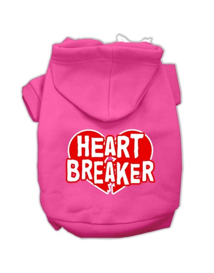 Heart Breaker Screen Print Pet Hoodies Bright Pink Size Lg