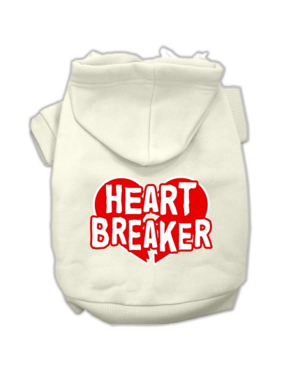 Heart Breaker Screen Print Pet Hoodies Cream Size Lg
