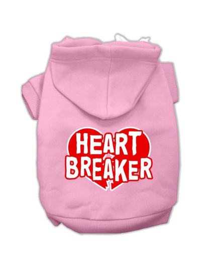 Heart Breaker Screen Print Pet Hoodies Light Pink Size Lg
