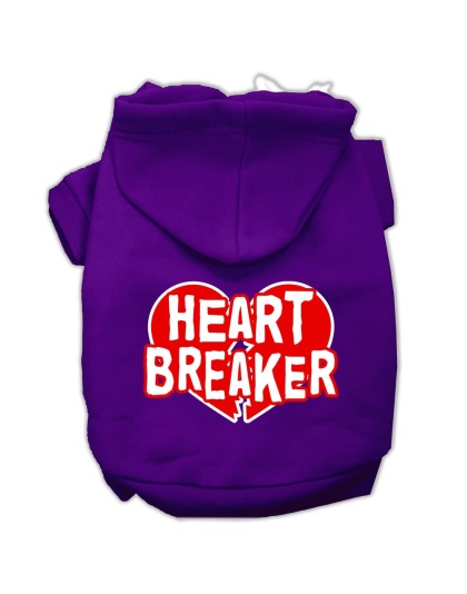 Heart Breaker Screen Print Pet Hoodies Purple Size Lg
