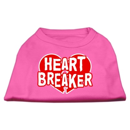 Heart Breaker Screen Print Shirt Bright Pink Lg