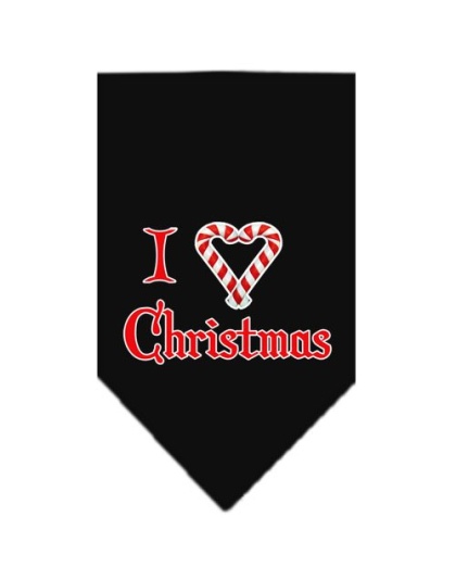 Heart Christmas Screen Print Bandana Black Large