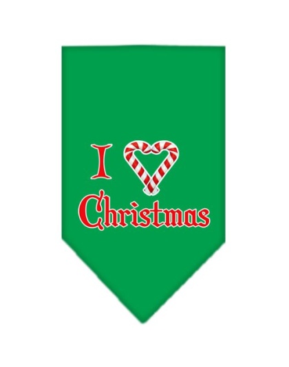 Heart Christmas Screen Print Bandana Emerald Green Large