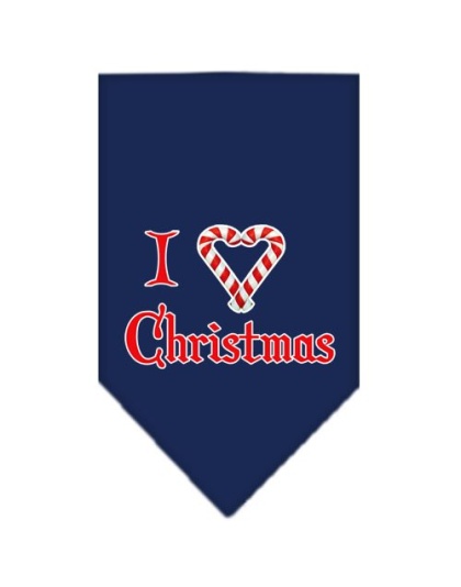 Heart Christmas Screen Print Bandana Navy Blue large