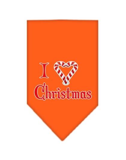 Heart Christmas Screen Print Bandana Orange Large