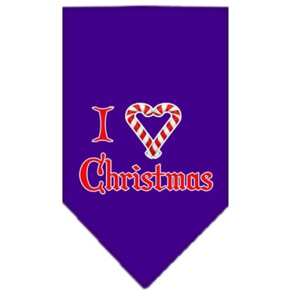 Heart Christmas Screen Print Bandana Purple Large