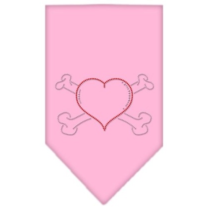 Heart Crossbone Rhinestone Bandana Light Pink Large