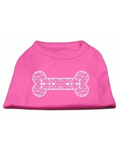 Henna Bone Screen Print Shirt Bright Pink Lg