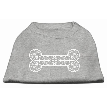 Henna Bone Screen Print Shirt Grey Lg