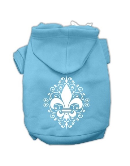 Henna Fleur De Lis Screen Print Pet Hoodies Baby Blue Size Lg