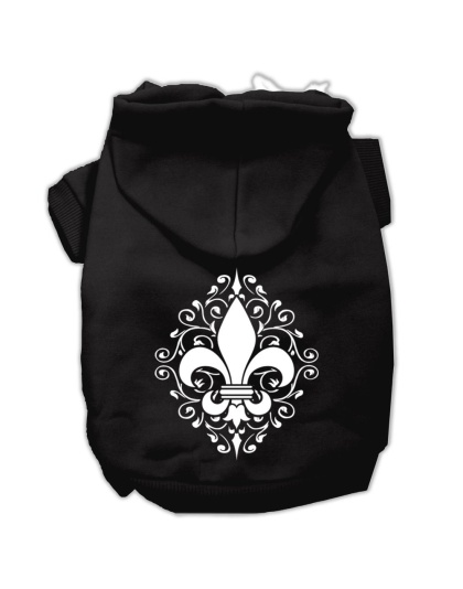 Henna Fleur De Lis Screen Print Pet Hoodies Black Size Lg