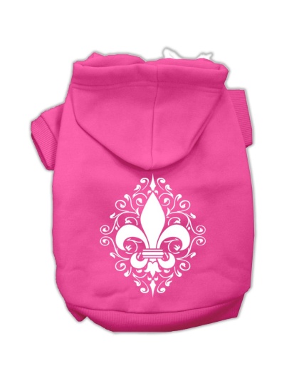Henna Fleur De Lis Screen Print Pet Hoodies Bright Pink Size Lg