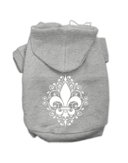 Henna Fleur De Lis Screen Print Pet Hoodies Grey Size Lg
