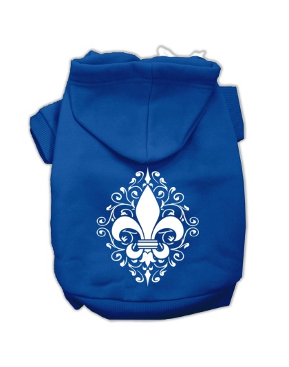 Henna Fleur de Lis Screen Print Pet Hoodies Blue Size Lg