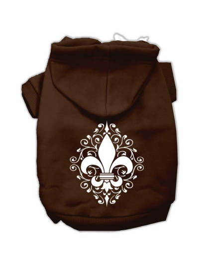 Henna Fleur de Lis Screen Print Pet Hoodies Brown Size Lg