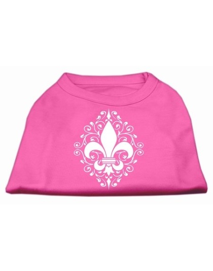 Henna Fleur De Lis Screen Print Shirt Bright Pink Lg