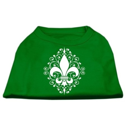 Henna Fleur de Lis Screen Print Shirt Emerald Green Lg