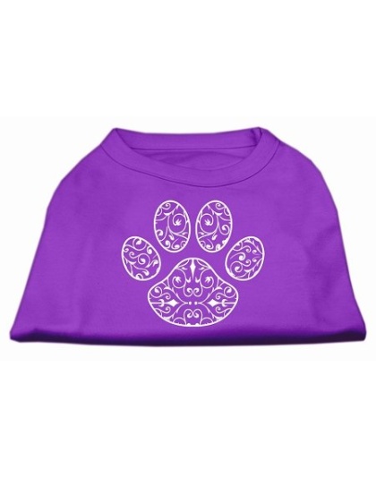 Henna Paw Screen Print Shirt Purple Lg