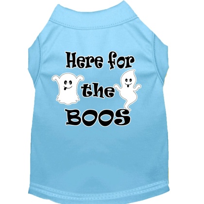 Here for the Boos Screen Print Dog Shirt Baby Blue Lg