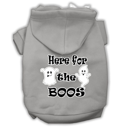 Here for the Boos Screenprint Dog Hoodie Grey L