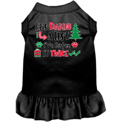 He's Making a List... Screen Print Dog Dress Black Size XS