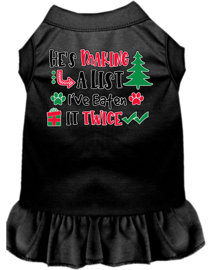 He's Making a List... Screen Print Dog Dress Black Size XS