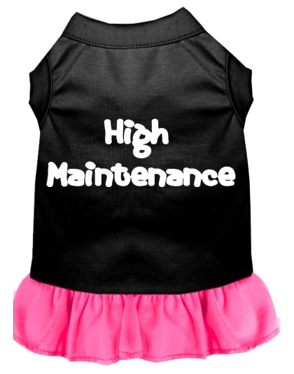 High Maintenance Screen Print Dress Black with Bright Pink Lg