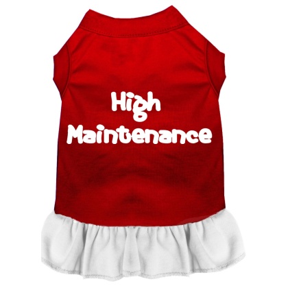 High Maintenance Screen Print Dress Red with White Lg