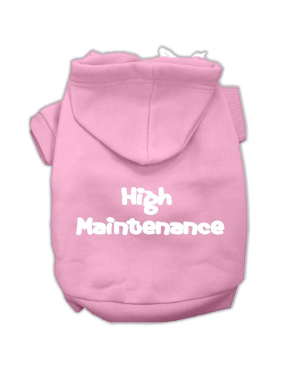 High Maintenance Screen Print Pet Hoodies Light Pink L