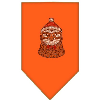 Hipster Penguin Rhinestone Bandana Orange Large