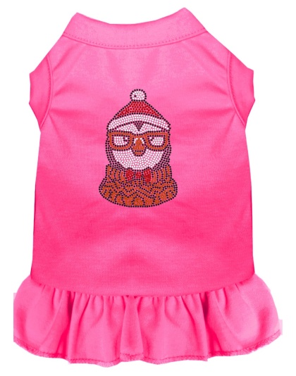 Hipster Penguin Rhinestone Dog Dress Bright Pink 4X