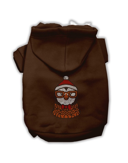 Hipster Penguin Rhinestone Dog Hoodie Brown L