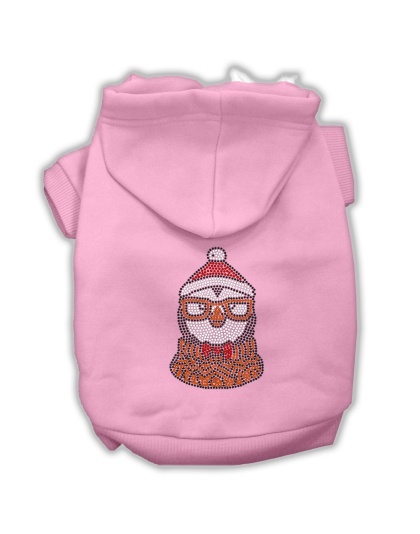 Hipster Penguin Rhinestone Dog Hoodie Light Pink L