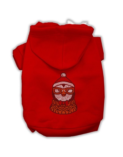 Hipster Penguin Rhinestone Dog Hoodie Red L