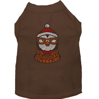 Hipster Penguin Rhinestone Dog Shirt Brown Lg