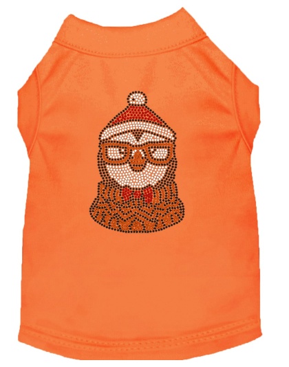 Hipster Penguin Rhinestone Dog Shirt Orange Lg