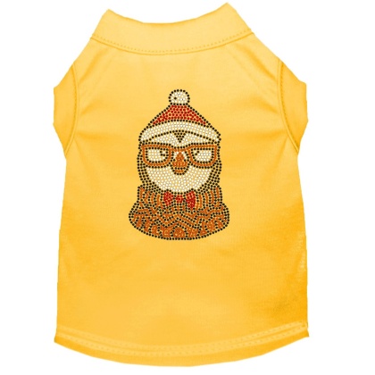 Hipster Penguin Rhinestone Dog Shirt Yellow Lg