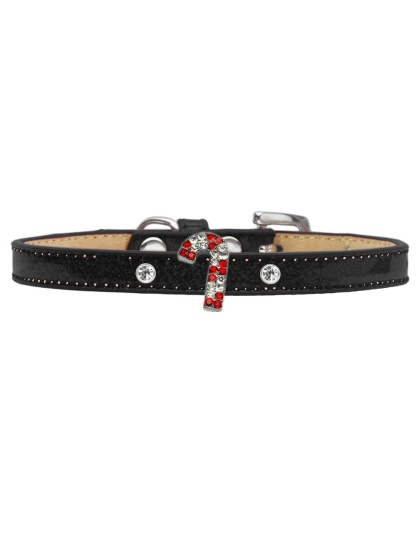 Holiday Charm Dog Collar Black Ice Cream Size 10 Red Candy Cane