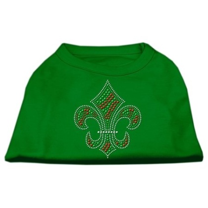 Holiday Fleur de Lis Rhinestone Shirts Emerald Green Lg