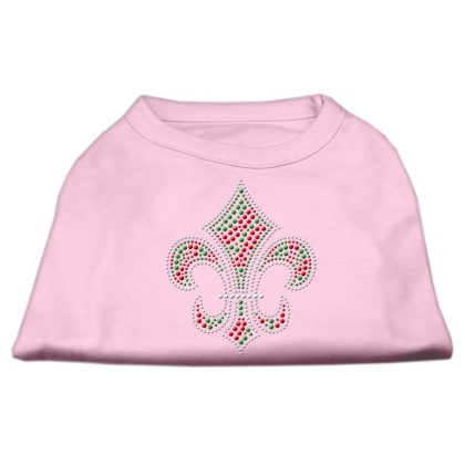 Holiday Fleur de lis Rhinestone Shirts Light Pink L