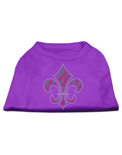 Holiday Fleur de lis Rhinestone Shirts Purple L