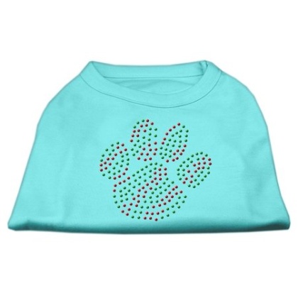 Holiday Paw Rhinestone Shirts Baby Blue L