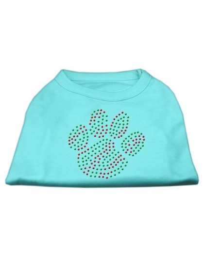 Holiday Paw Rhinestone Shirts Baby Blue L