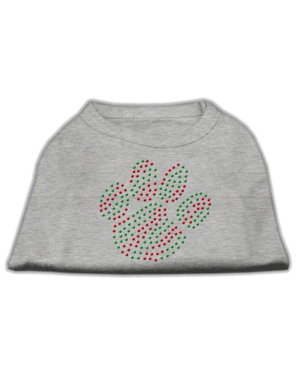 Holiday Paw Rhinestone Shirts Grey L