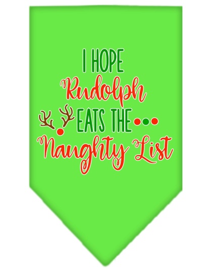 Hope Rudolph Eats Naughty List Screen Print Bandana Lime Green Large