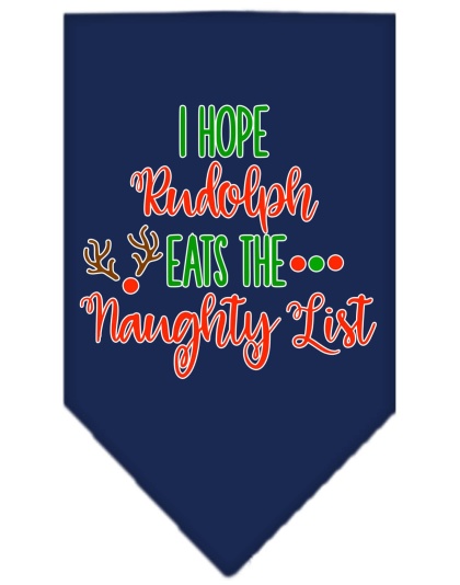 Hope Rudolph Eats Naughty List Screen Print Bandana Navy Blue large