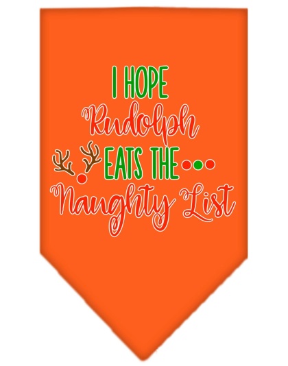 Hope Rudolph Eats Naughty List Screen Print Bandana Orange Large