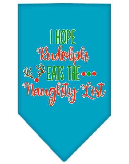 Hope Rudolph Eats Naughty List Screen Print Bandana Turquoise Large